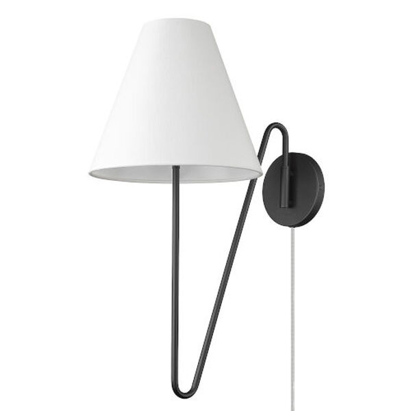 Kennedy Natural Black One-Light Articulating Wall Sconce with Ivory Linen Shade, image 3